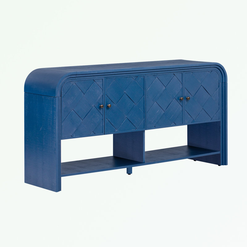 console table with four doors and bottom shelf, Navy Blue