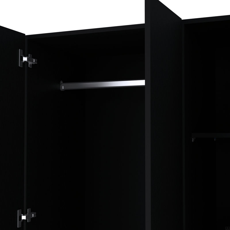 Armoire Haddam, chambre à coucher, Noir, H 71 po x l 35 po x P 19 po