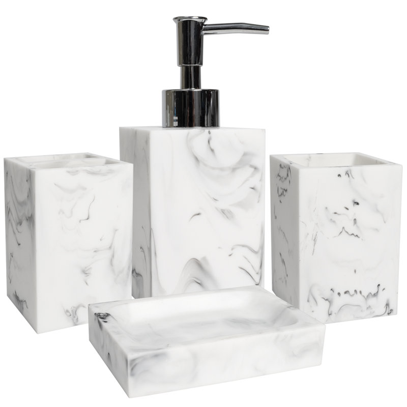 Ensemble d'accessoires de salle de bain en polyester 4 pièces Aricel