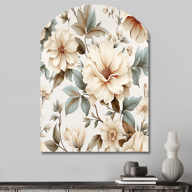 Vintage Florals - Plants Arch, décoration murale en métal, reproduction d'art asymétrique Boho, H 34 po x l 25 po x P 1 po