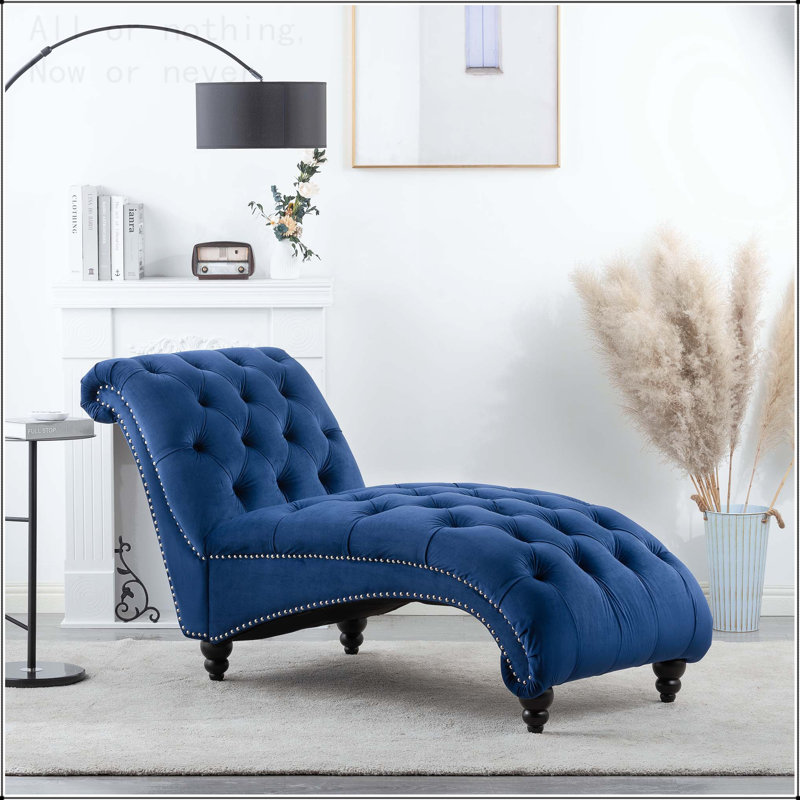 Chaise longue sans accoudoirs touffetée, Blue