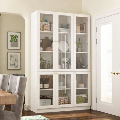 Armoire de salle à manger l 47,2 po x H 78,7 po avec porte en verre transparent