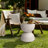 Outdoor Patio Table Round Concrete Accent Table With Speckled Design For Garden