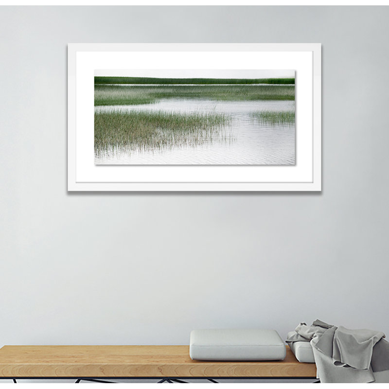 Coastal Marshlands Print by Geoffrey Baris, 14" H x 24" W x 1.5" D, White