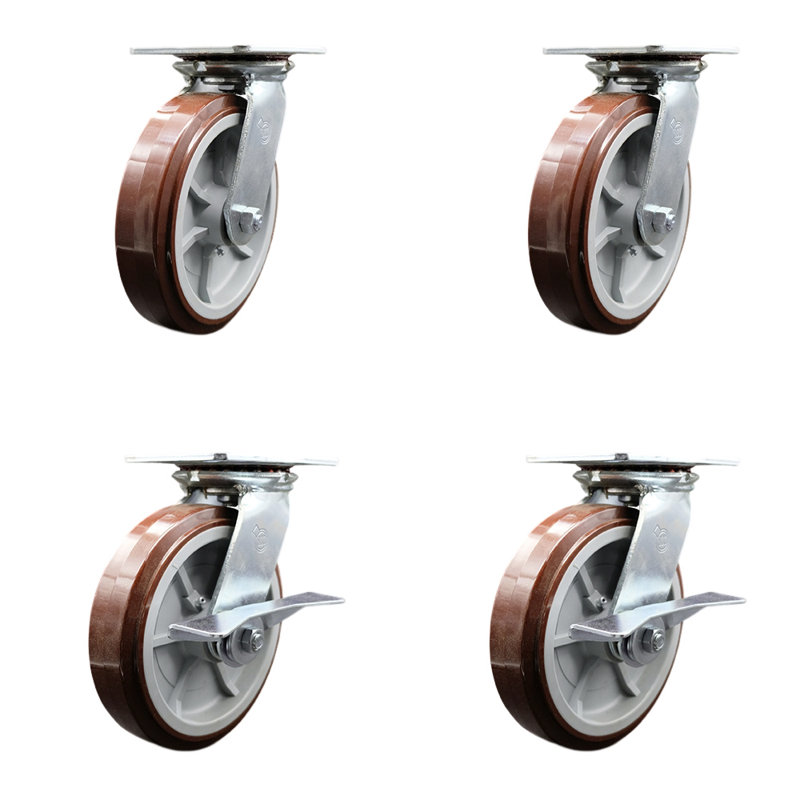 4 Piece Polyurethane Swivel Caster Set