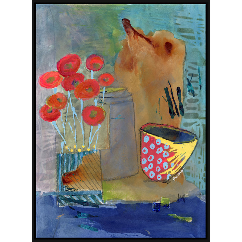Jazz Giclee On Canvas by Jill Krasner, Black Framed
