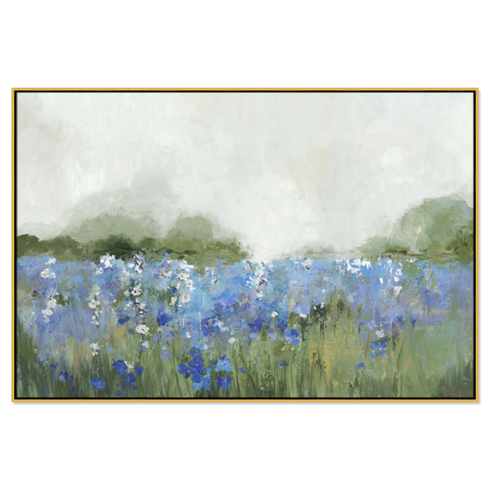 Casa Fine Arts "Meadows Bluebells Field" Print, 41.5" H x 61.5" W x 2" D, Gold Framed