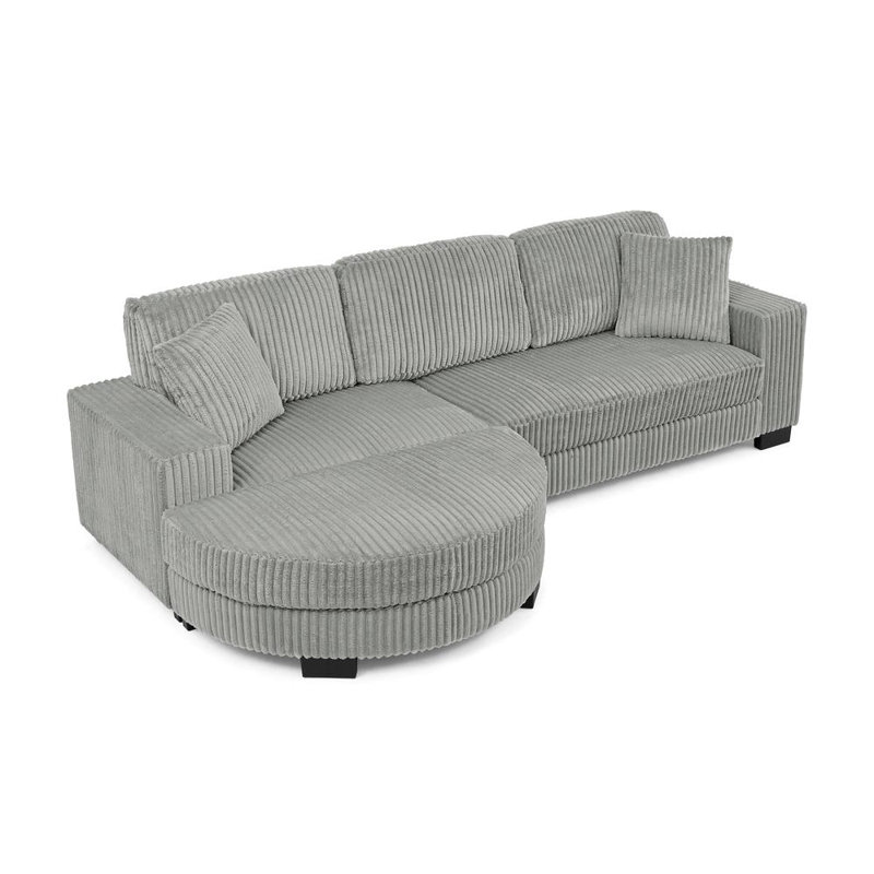 2 - Piece Upholstered Sectional, Gray Corduroy