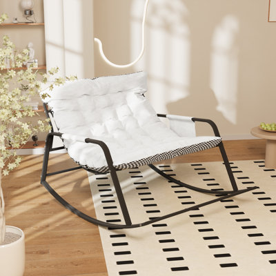 Chaise berçante large en métal avec coussin amovible