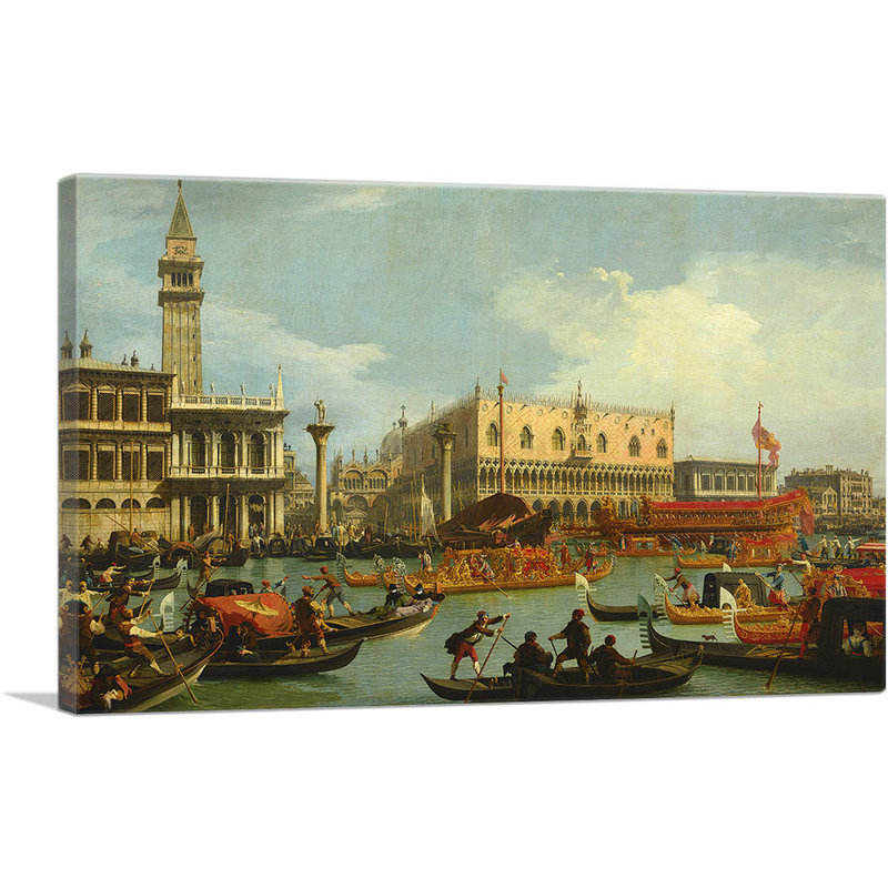 «Return to the Pier» par le Palazzo Ducale 1729 par Canaletto - reproduction d'art sur toile tendue