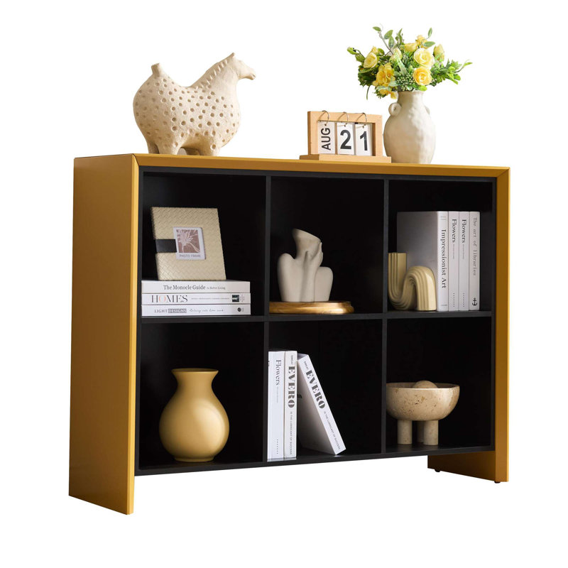 Bibliothèque à 6 tablettes - Organisateur de rangement en bois, design rectangulaire contemporain pour le salon, la chambre à coucher ou le bureau personnel