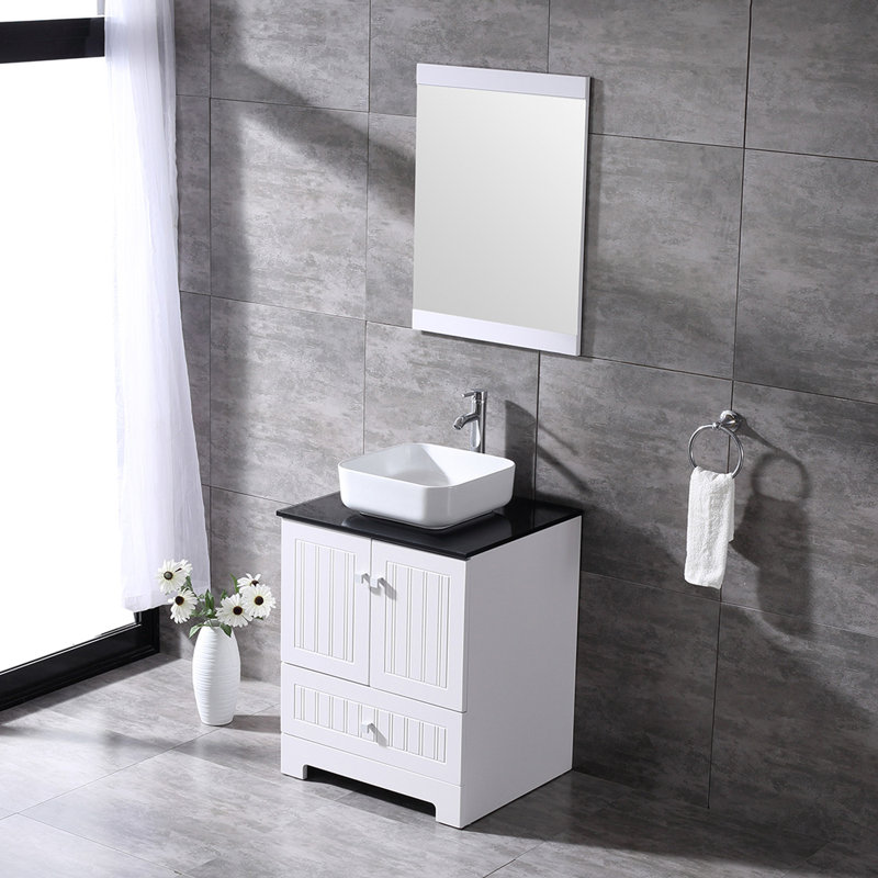 Branden-Lewis 25" Single Bathroom Vanity with Mirror and Sink