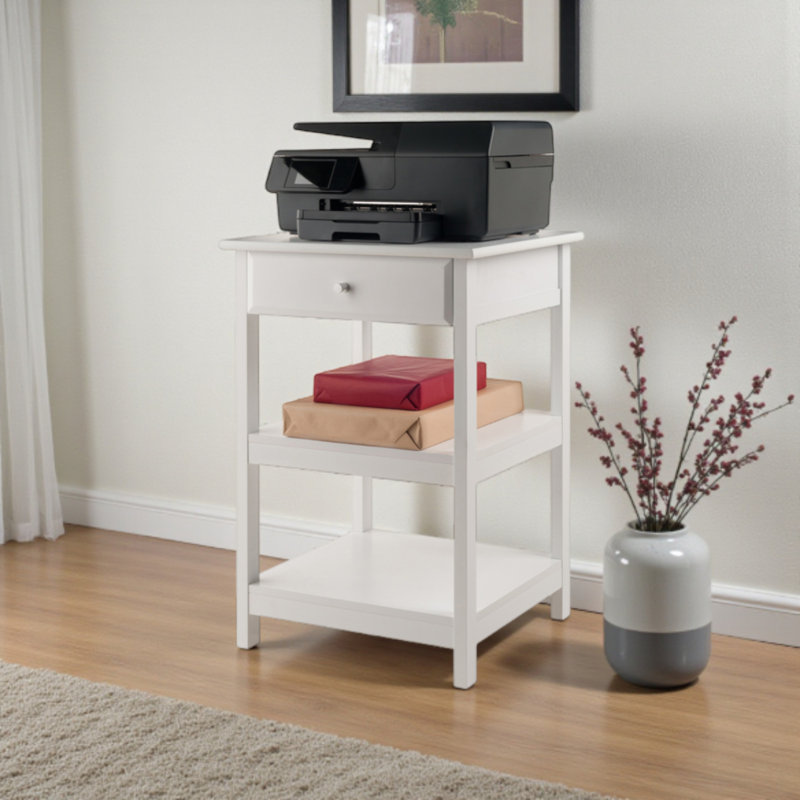 Lyric Home Office Printer Stand, soft-close drawer, White, 30.60'' H X 20.53'' W X 19.75'' D, White