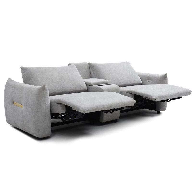 Canapé Power Lift avec 2 porte-gobelets et rangement - Lin gris revêtu pour le cinéma maison