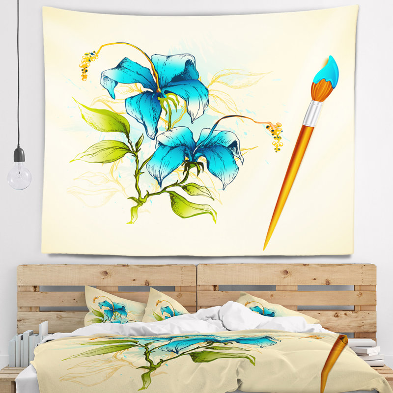Fleur avec tapisserie illustration tapisserie Floral, H 32 po x l 39 po
