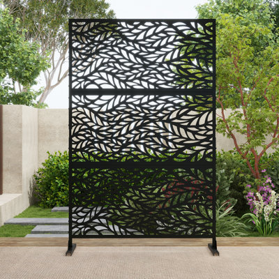 Pacifa Series 6 ft. H x 4 ft. W Leaf Pattern Metal Privacy Screen For Patio Yard by UIXE