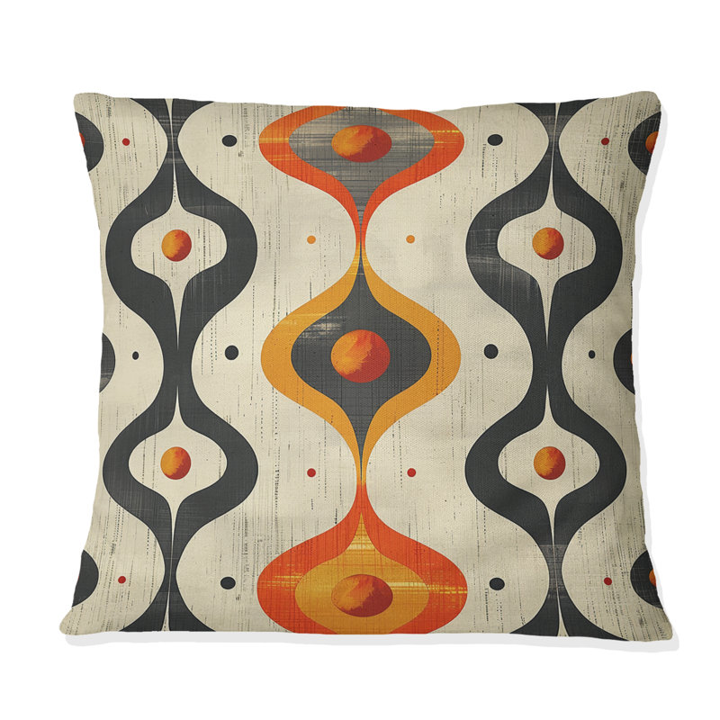 Coussin décoratif orange Midcentury Charm I - Midcentury, H 18 po x l 18 po