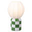 Lampe de table à DEL miniature Valarie de 10,25 po en céramique à damier de style contemporain moderne, avec abat-jour globe côtelé en forme de cocon.-814543722