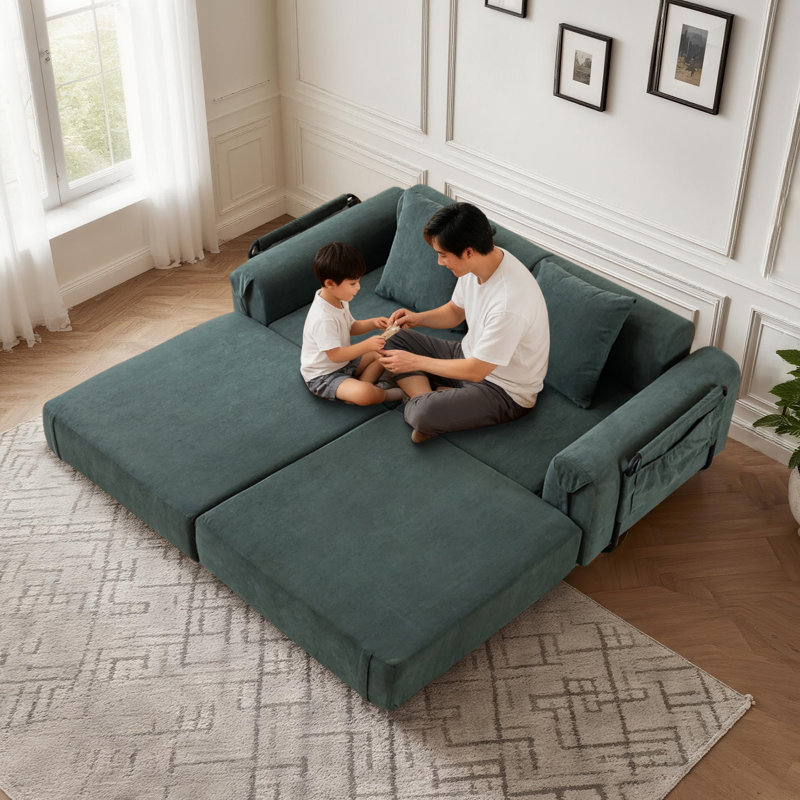 Boneless Convertible Folding Bed&modern Modular Sectional Sleeper Couch, Green
