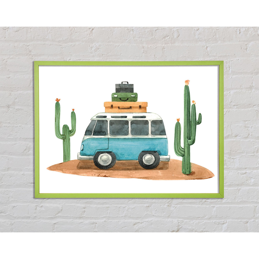 Gerahmtes Leinwandbild Vw Camper Cactus