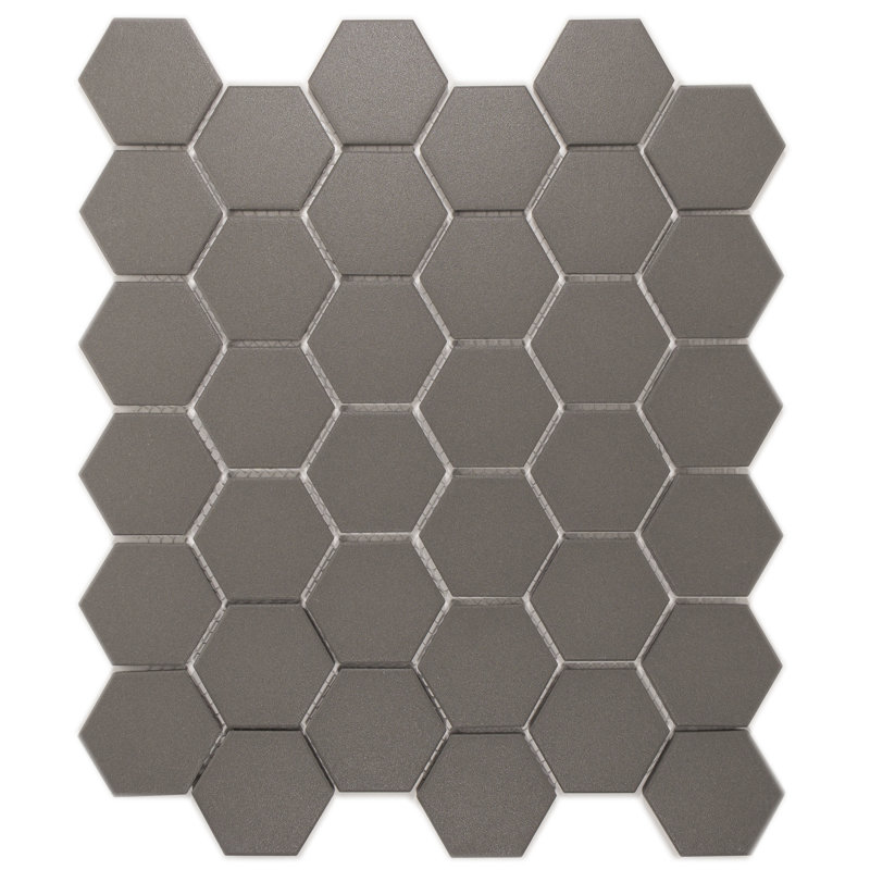 Carreau de mosaïque en porcelaine hexagone mat 2 "x 2" Sage, gris