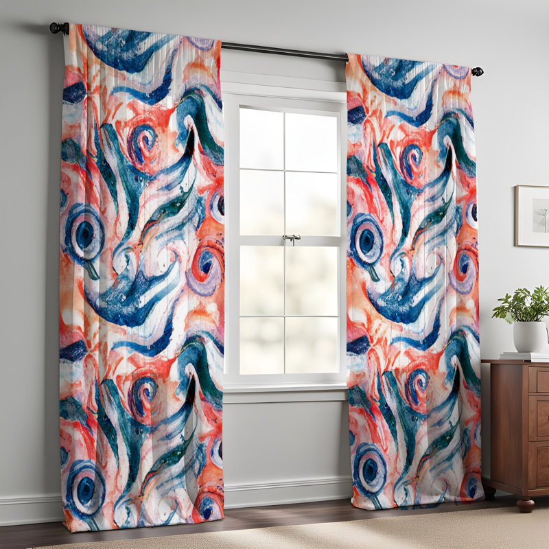 Paire de rideaux semi-transparents en polyester Embrie, L 56 po x L 78 po