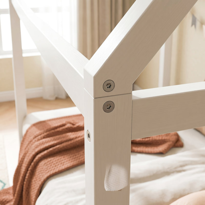 Lit simple en bois gris pour lit de bébé, Blanc