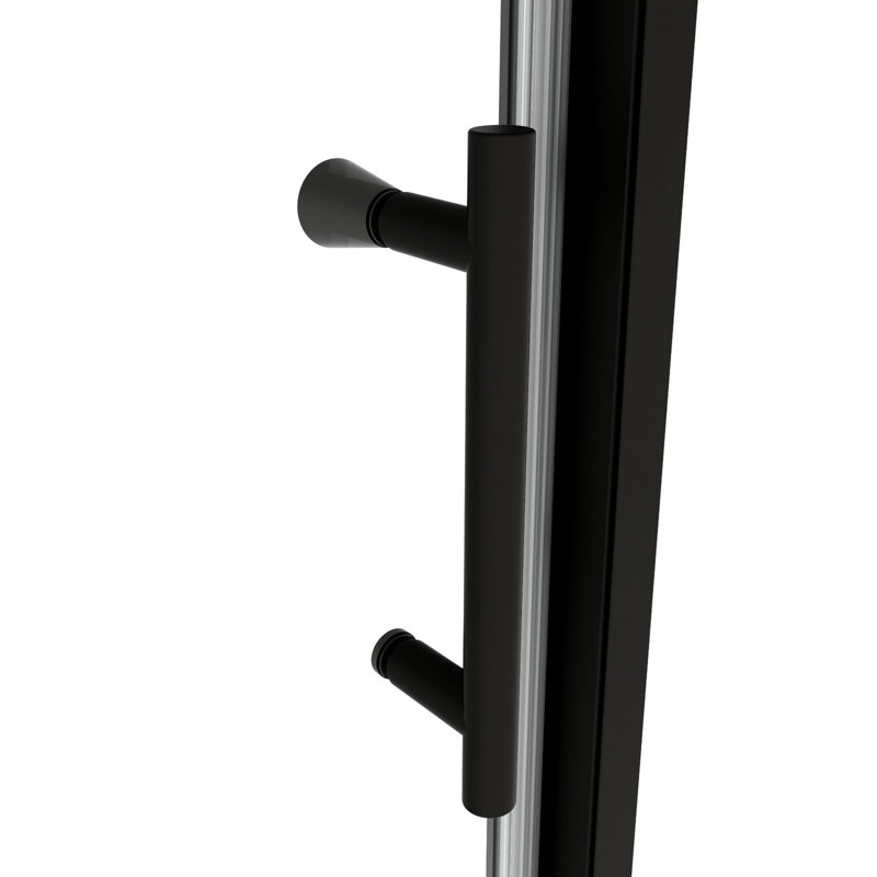 Cabine de douche à cadre pivotant noir mat - l 44-48 po, H 71 po, verre trempé 1/4 po, poignée en acier inoxydable, fermeture magnétique, porte de salle de bain en verre à conception de fuites l x noir, fonction de fuite