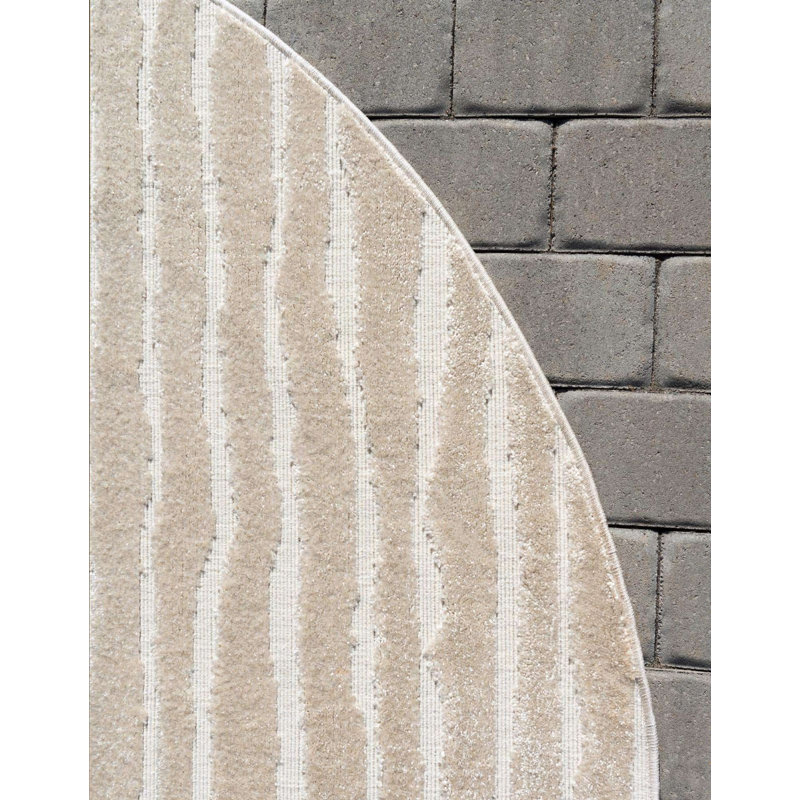 Tapis d'extérieur couleur chameau Claudia, Rond 8 pi
