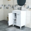 Meuble-lavabo de 24 po avec lavabo, portes doubles avec charnières à fermeture en douceur, armoire de salle de bain avec tablette ajustable, poignée en métal, lavabo en céramique, pieds argent réglables-1806876574