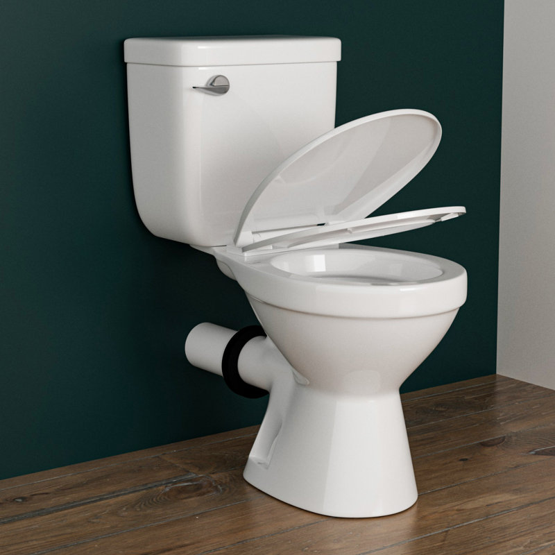 Rear Outlet Toilet With Powerful Flush & Space-Saving Design, 7" Rough-In Back Discharge - Includes Extra Extension Pipes For Easy Installation