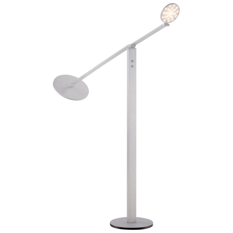 Adjustable White Acrylic LED Floor Lamp with Chiseled Nickel Finish