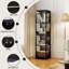 4 Tier Display Cabinet With Glass Doors, Cupboard Bookcase With 3 Color Led Light, Sensor Switch