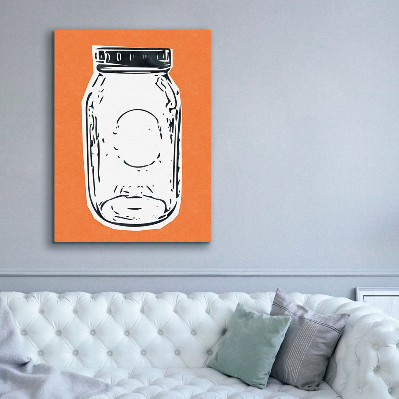 «Pop Art Mason Jar Orange» par Linda Woods, art mural sur toile, H 54 po x l 40 po x P 1,5 po