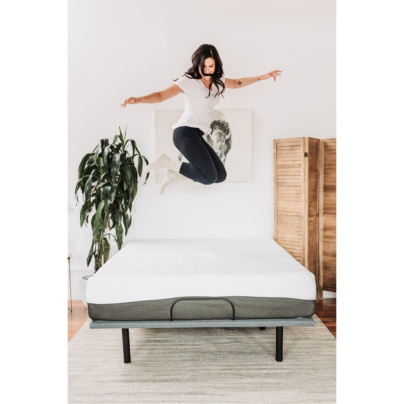Matelas pour lit simple en mousse viscoélastique imprégnée de gel de 10 po avec base à densité H 400 g / m², mousse rafraîchissante 2 po, blanc et gris foncé
