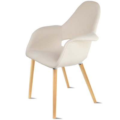 Colley Cornelison Upholstered Solid Back Arm Chair – Mid-Century Modern Design with Fabric Seat and Wood Legs