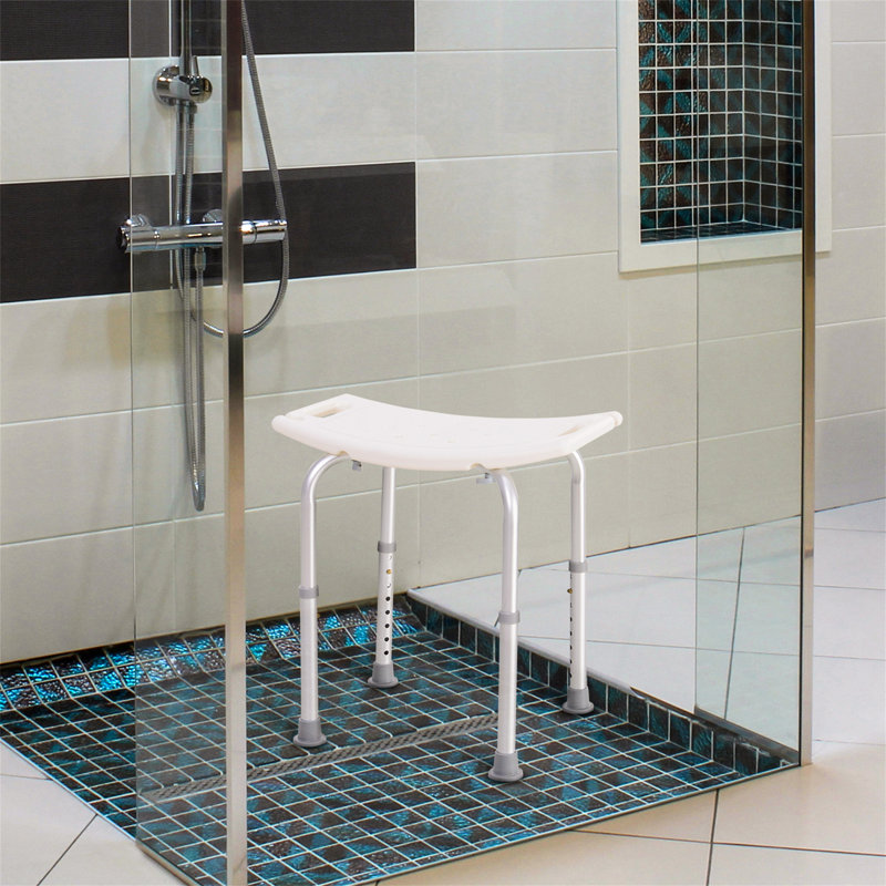 Plastic Non-Slip Portable Bathroom Stool White