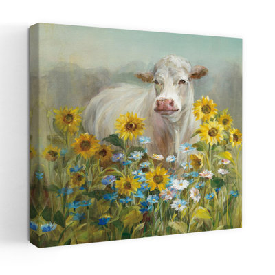 «Contemporary Farm and Field I V2 Crop with Animal Blue Art»