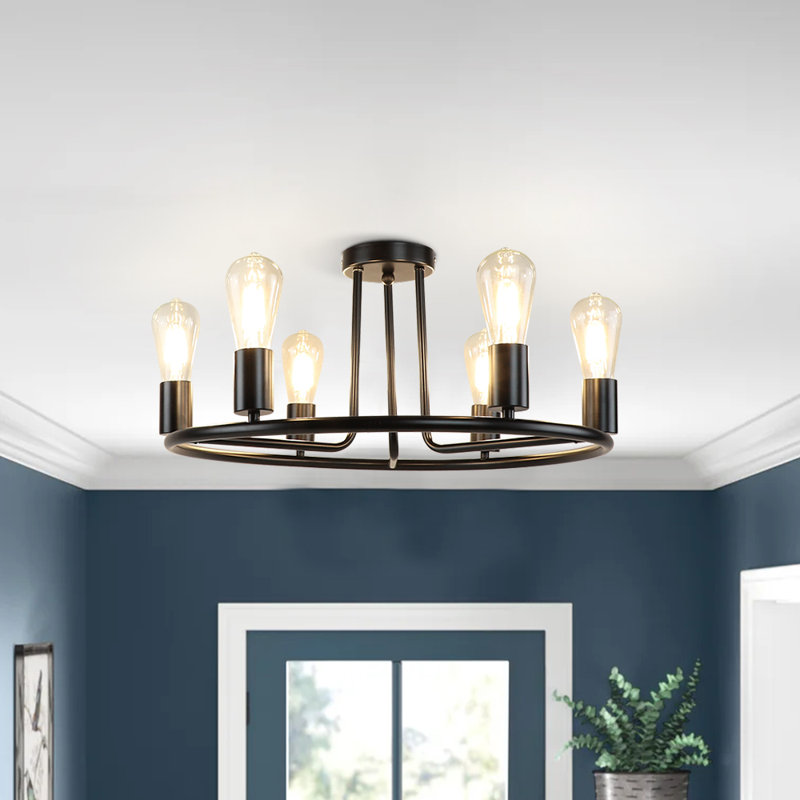 Lustre cylindrique de style bougie à 6 lumières Ilanny
