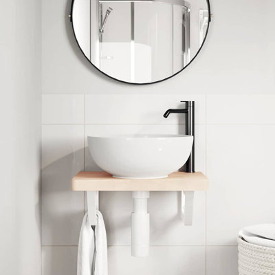  Shelf Brackets For Washbasin 2 Pcs White Trapezium Steel
