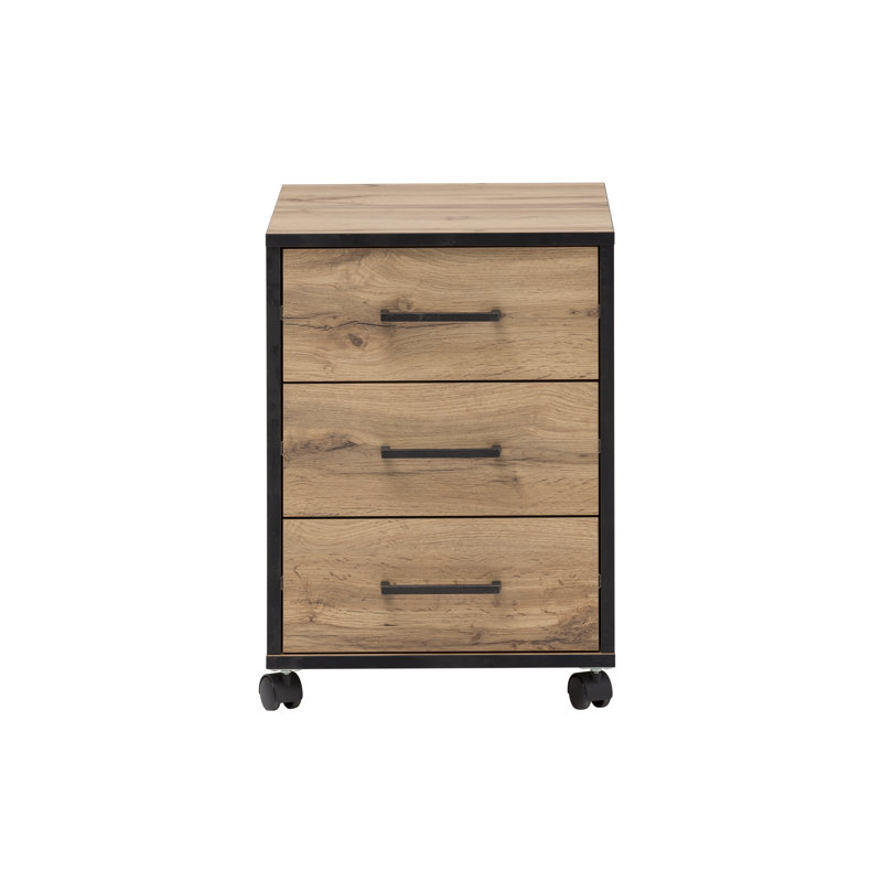 Gregson 40cm Wide 3 -Drawer Mobile File Cabinet, Brown/Black