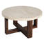 Table basse ronde moderne, plateau à motif marbré de 31,5 pouces, base brun croisé, motif compact et spacieux, pièce de décoration