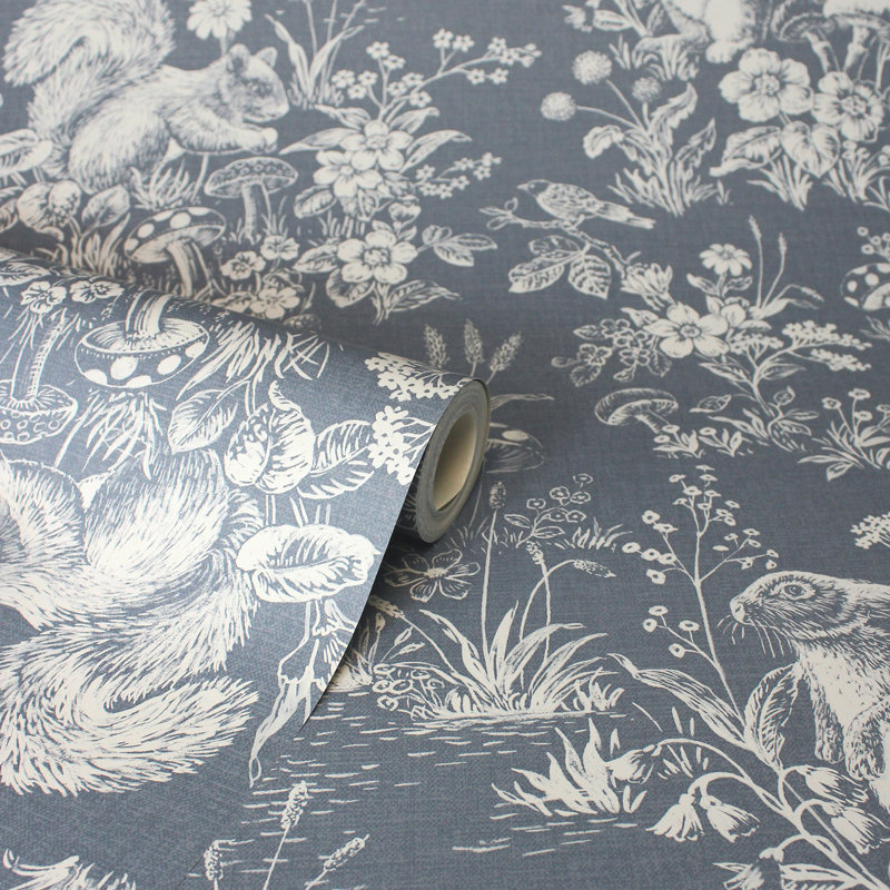 Eames Blue Forest Friends Wallpaper