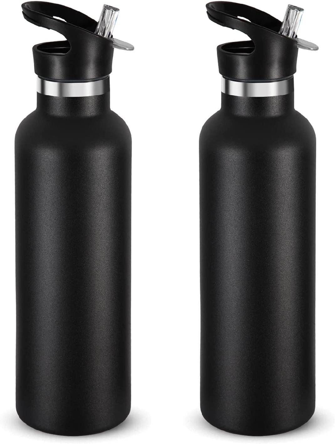Orchids Aquae 24oz. Insulated Stainless Steel Water Bottle Straw