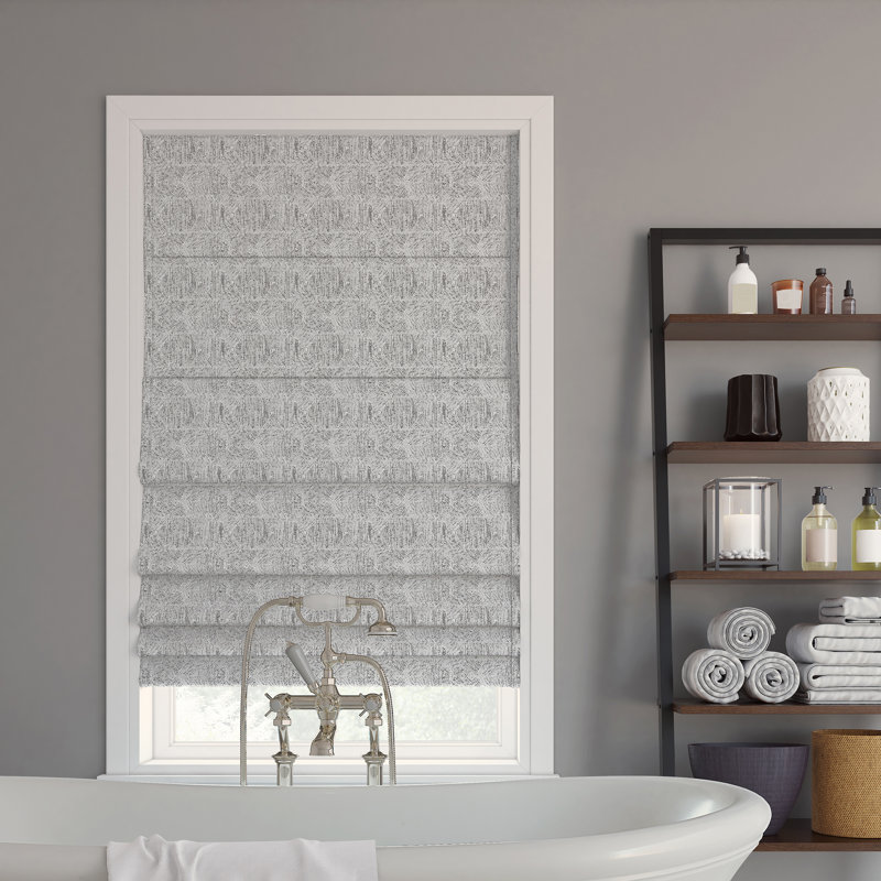 Talmage Tonal Geometric 100% Blackout Cordless Roman Shade, 27"W x 64"L, Steel Grey