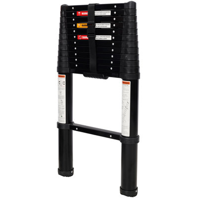 12.5ft Telescopic Aluminum Ladder (black) – 330lb Capacity, Non-slip Feet, Slow-down Safety Function, Portable Extension Ladder (3.6ft-12.5ft Adjustable) For Home/outdoor (painting/roof/gutter/rv/camping)