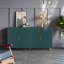 Meuble télé en bois avec armoire de rangement et tablettes réglables, console média pour la chambre à coucher (bleu marine)