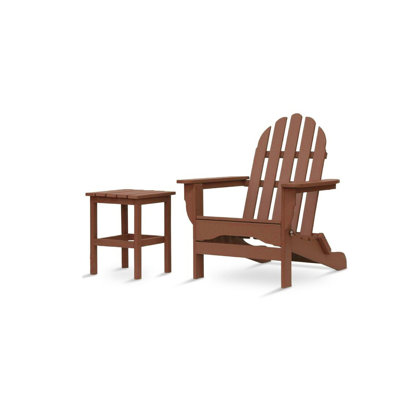 Leighton Foldable Outdoor Adirondack Chair With Table