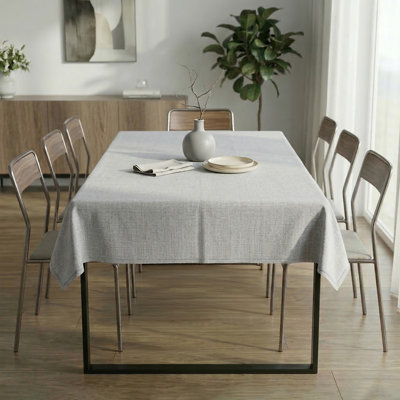  Capri Waterproof Tablecloth 60x90 Rectangle SILVER Color | Wipeable Table Cover | Stain Resistant Polyester | Easy Clean Dining Protection