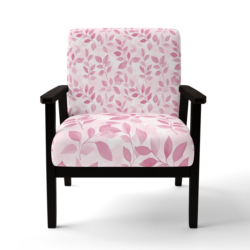 Chaise rembourrée Floral, Accoudoirs carrés noirs